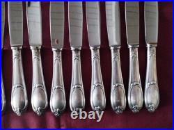 10 Couteaux de table métal argenté Orfèvre Ercuis modèle pompadour
