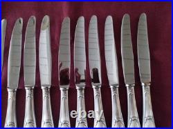 10 Couteaux de table métal argenté Orfèvre Ercuis modèle pompadour