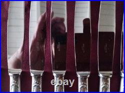 10 Couteaux de table métal argenté Orfèvre Ercuis modèle pompadour