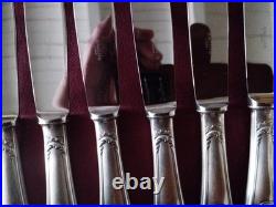 10 Couteaux de table métal argenté Orfèvre Ercuis modèle pompadour