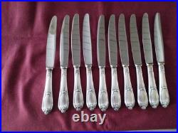 10 Couteaux de table métal argenté Orfèvre Ercuis modèle pompadour
