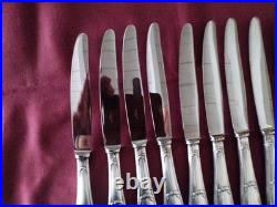 10 Couteaux de table métal argenté Orfèvre Ercuis modèle pompadour