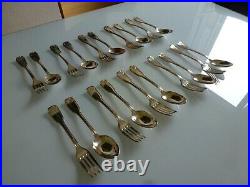 10 Fourchettes + 10 Cuilleres Metal Argente Modele Coquille