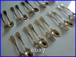10 Fourchettes + 10 Cuilleres Metal Argente Modele Coquille