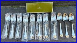 11 Cuillères à soupe CHRISTOFLE modèle ALBI métal argenté 20 cm + boîte