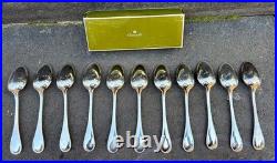 11 Cuillères à soupe CHRISTOFLE modèle ALBI métal argenté 20 cm + boîte