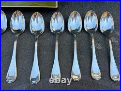 11 Cuillères à soupe CHRISTOFLE modèle ALBI métal argenté 20 cm + boîte
