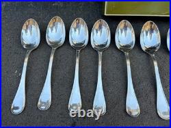 11 Cuillères à soupe CHRISTOFLE modèle ALBI métal argenté 20 cm + boîte