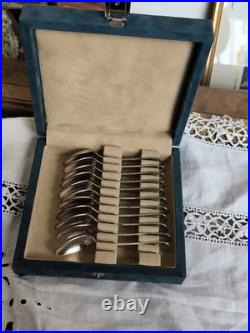 11 cuillères à moka ERCUIS modèle SULLY métal argenté 10 cm avec écrin
