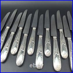 12 COUTEAUX DE TABLE EN MÉTAL ARGENTÉ ORBRILLE Modèle LOUIS XV dinner knives 12 COUTEAUX DE TABLE EN MÉTAL ARGENTÉ ORBRILLE Modèle LOUIS XV dinner knives