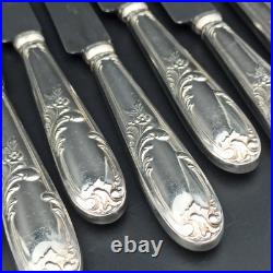 12 COUTEAUX DE TABLE EN MÉTAL ARGENTÉ ORBRILLE Modèle LOUIS XV dinner knives 12 COUTEAUX DE TABLE EN MÉTAL ARGENTÉ ORBRILLE Modèle LOUIS XV dinner knives