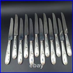 12 COUTEAUX DE TABLE EN MÉTAL ARGENTÉ ORBRILLE Modèle LOUIS XV dinner knives 12 COUTEAUX DE TABLE EN MÉTAL ARGENTÉ ORBRILLE Modèle LOUIS XV dinner knives