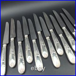12 COUTEAUX DE TABLE EN MÉTAL ARGENTÉ ORBRILLE Modèle LOUIS XV dinner knives 12 COUTEAUX DE TABLE EN MÉTAL ARGENTÉ ORBRILLE Modèle LOUIS XV dinner knives