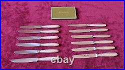 12 Couteaux Christofle de table Métal argenté modèle Turgot Rubans 24,5cm
