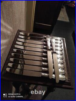 12 Couteaux de Table Ercuis Modèle Pompadour Style Louis XV