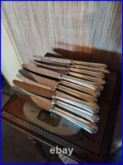 12 Couteaux de Table Modèle Boréal Art Déco en Métal Argenté