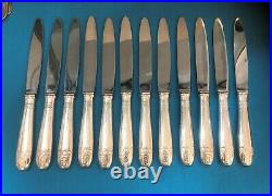 12 Couteaux de table ART DECO modèle GRAND PRIX DE MONACO métal argenté 25 cm