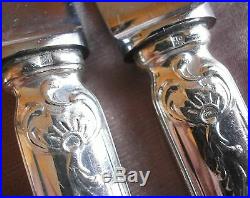 12 Couteaux de table métal argenté & Inox Modèle Louis XV Régence style Marly