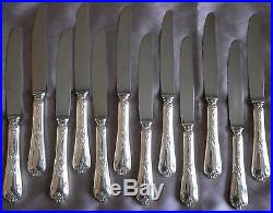 12 Couteaux de table métal argenté & Inox Modèle Louis XV Régence style Marly