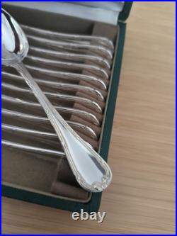 12 Cuillères À Café Métal Argenté Christofle Modèle Ruban Croisé