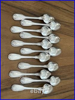 12 Cuillères à Moka en Métal Argenté Christofle Modèle Coquille Vendôme