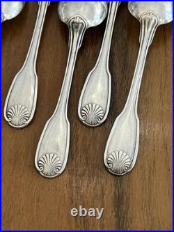 12 Cuillères à Moka en Métal Argenté Christofle Modèle Coquille Vendôme