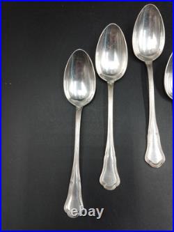 12 Cuillères à café CHRISTOFLE modèle Pompadour métal argenté + pince à sucre