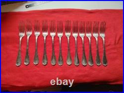 12 FOURCHETTES COUVERTS CHRISTOFLE metal argenté modele RUBANS Croisés de 1907