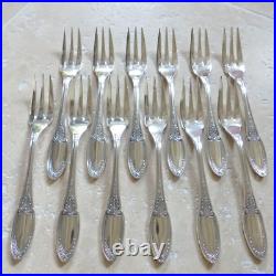 12 FOURCHETTES à GATEAUX ERCUIS modèle EMPIRE métal argenté couverts 16 cm