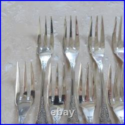 12 FOURCHETTES à GATEAUX ERCUIS modèle EMPIRE métal argenté couverts 16 cm