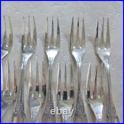 12 FOURCHETTES à GATEAUX ERCUIS modèle EMPIRE métal argenté couverts 16 cm