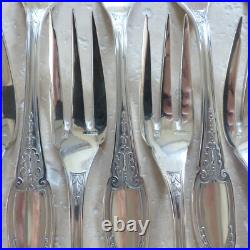 12 FOURCHETTES à GATEAUX ERCUIS modèle EMPIRE métal argenté couverts 16 cm