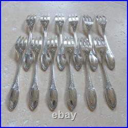 12 FOURCHETTES à GATEAUX ERCUIS modèle EMPIRE métal argenté couverts 16 cm