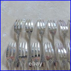 12 FOURCHETTES à GATEAUX ERCUIS modèle EMPIRE métal argenté couverts 16 cm