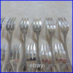 12 FOURCHETTES à GATEAUX ERCUIS modèle EMPIRE métal argenté couverts 16 cm
