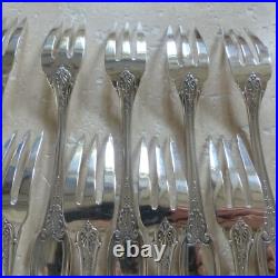 12 FOURCHETTES à GATEAUX ERCUIS modèle EMPIRE métal argenté couverts 16 cm