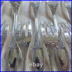 12 FOURCHETTES à GATEAUX ERCUIS modèle EMPIRE métal argenté couverts 16 cm