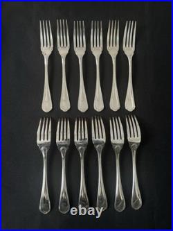 12 Fourchettes À Entremets Christofle Modèle Spatours Métal Argenté Fork