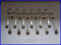 12 Fourchettes De Table En Metal Argente Christofle Modele Spatours Monogramme