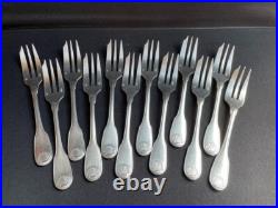 12 Fourchettes à gâteau en métal argenté Christofle modèle Vendôme/Arcantia avan