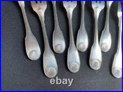 12 Fourchettes à gâteau en métal argenté Christofle modèle Vendôme/Arcantia avan