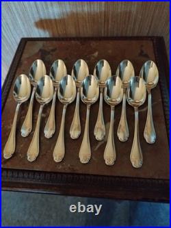12 Petites Cuillères Orfèvrerie Christofle Modèle Pompadour Métal Argenté