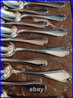 12 Petites Cuillères Orfèvrerie Christofle Modèle Pompadour Métal Argenté