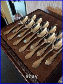 12 Petites Cuillères Orfèvrerie Christofle Modèle Pompadour Métal Argenté