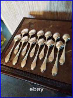 12 Petites Cuillères Orfèvrerie Christofle Modèle Pompadour Métal Argenté