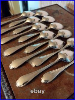 12 Petites Cuillères Orfèvrerie Christofle Modèle Pompadour Métal Argenté