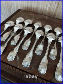 12 Petites Cuillères Orfèvrerie Christofle Modèle Vendôme Métal Argenté