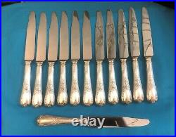 12 couteaux CHRISTOFLE modèle MARLY métal argenté 24,5 cm Couvert Lame inox
