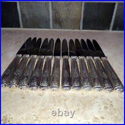 12 couteaux à dessert métal argenté et acier Christofle ancien modèle Malmaison