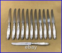 12 couteaux à entremet ART NOUVEAU métal argenté BOULENGER modèle TULIPE 21 cm